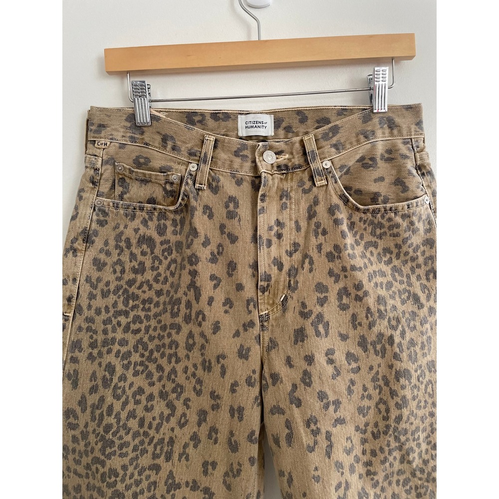 NEW Citizens of Humanity Barrel Darted Horseshoe Jeans Sz 27 Tan Leopard Safari - Picture 4 of 12